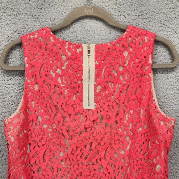 Ann Taylor Coral Lace Sleeveless Zipper Back Top Women's Size 8 - Picture 9 of 12